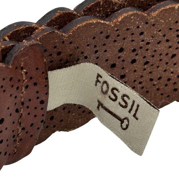 Fossil Western Perforated Leather Belt Women’s SZ 36" Brown Cottage Core Folk - Picture 5 of 6
